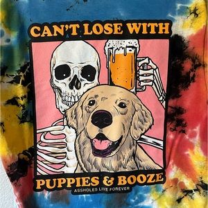 Linda Finegold ALF Puppies and Booze T Shirt - Size Large